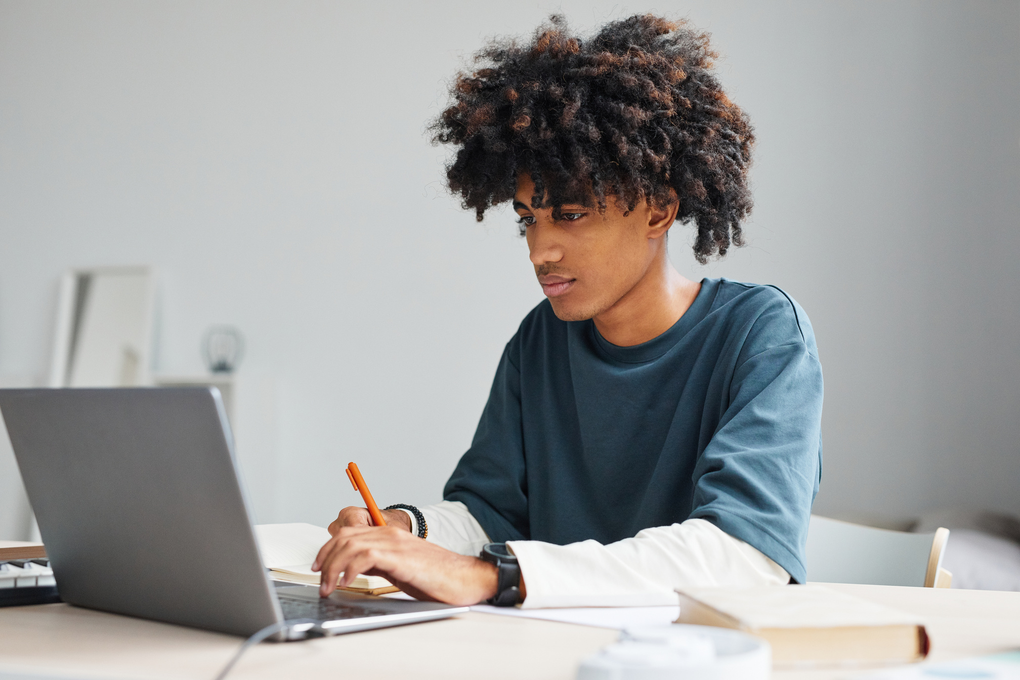 Teenage Boy Studying